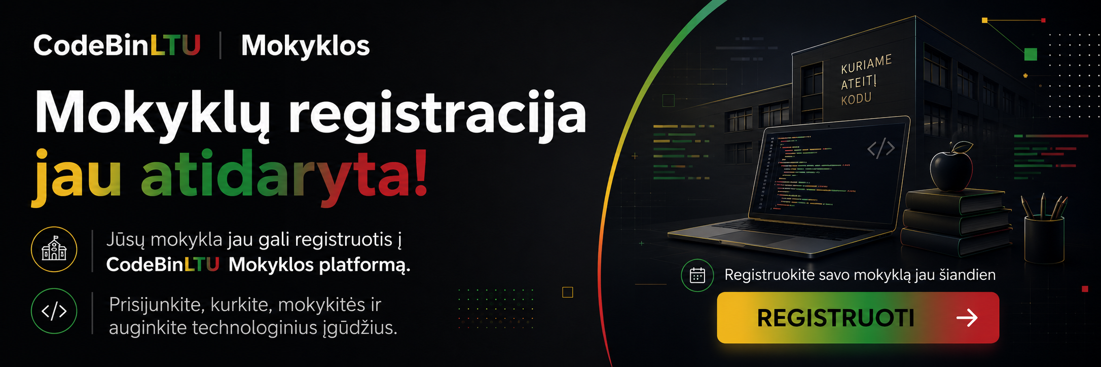 Registruok mokymosi įstaigą